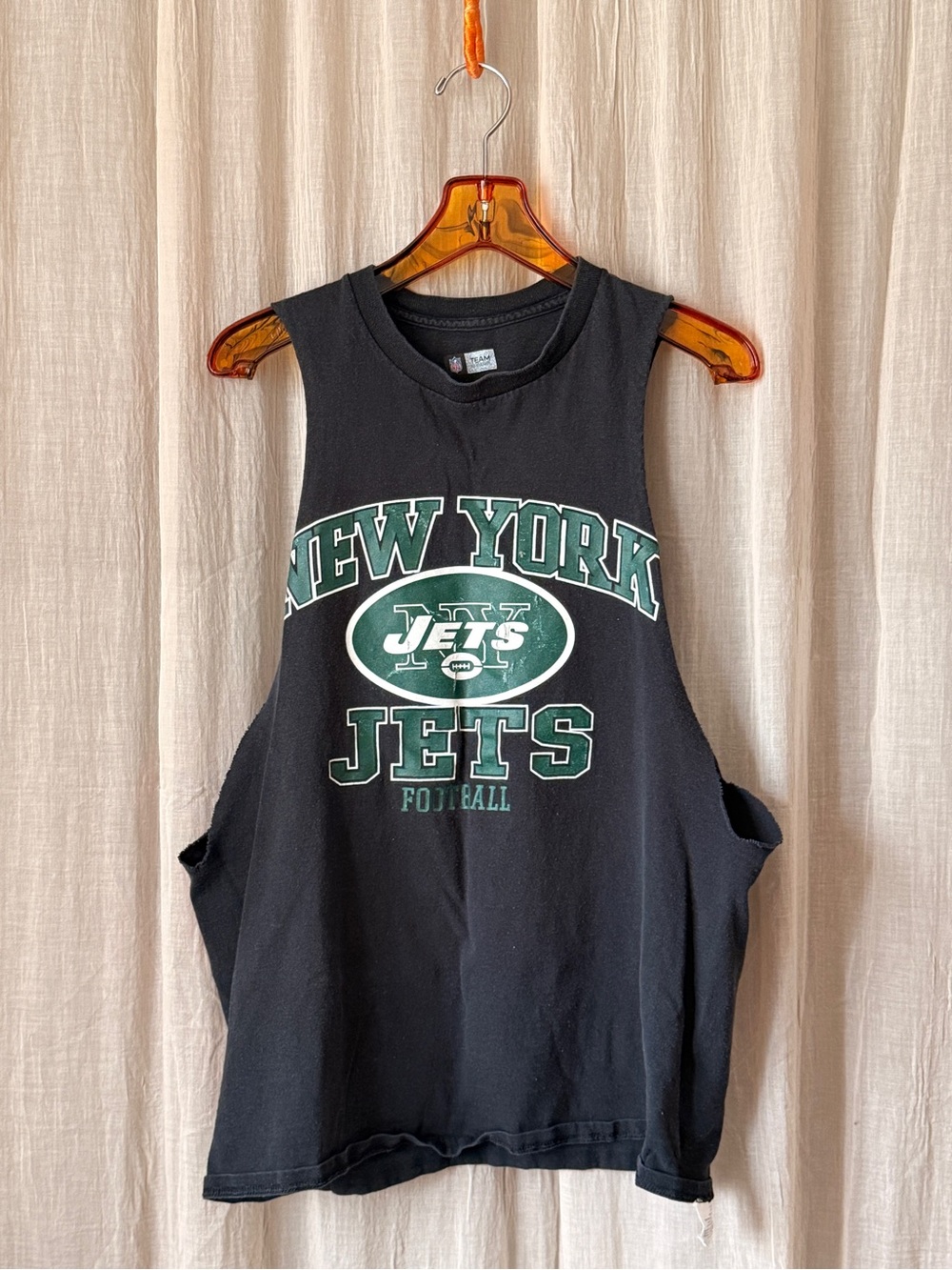 DIY NY Jets football distressed vintage style reworked tank top tshirt NFL y2k